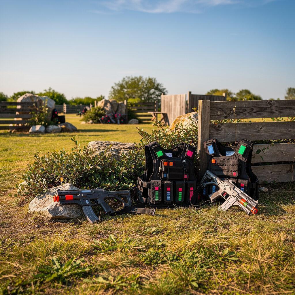 Outdoor-Spielfeld: Lasertag unter freiem Himmel – JunggesellenabschiedsProfi (OUTGUN Lasertag)